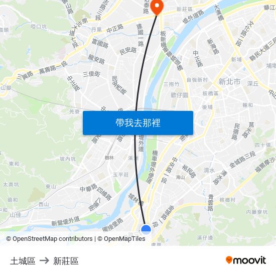 土城區 to 新莊區 map