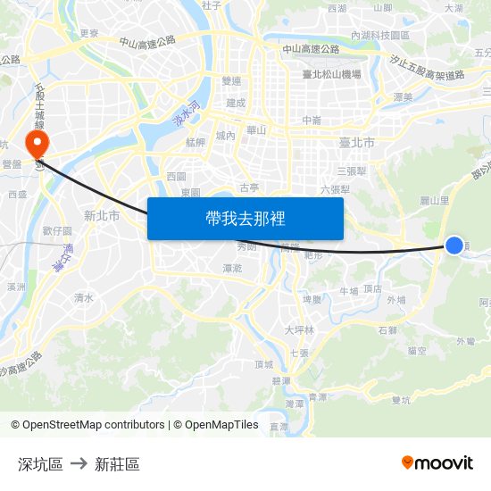 深坑區 to 新莊區 map