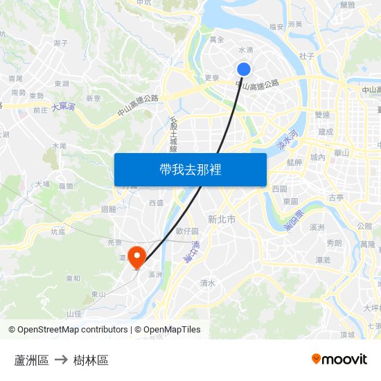 蘆洲區 to 樹林區 map