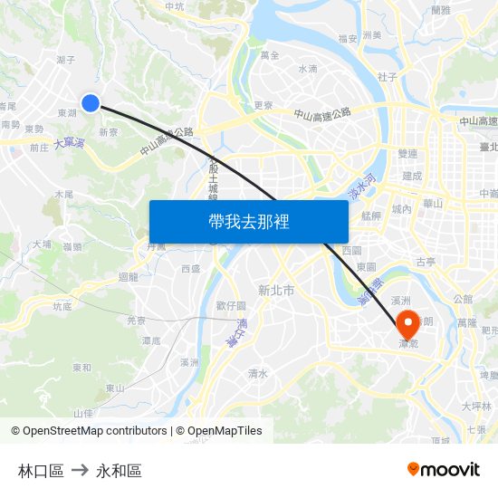 林口區 to 永和區 map