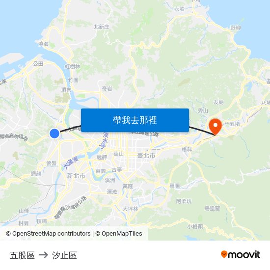 五股區 to 汐止區 map