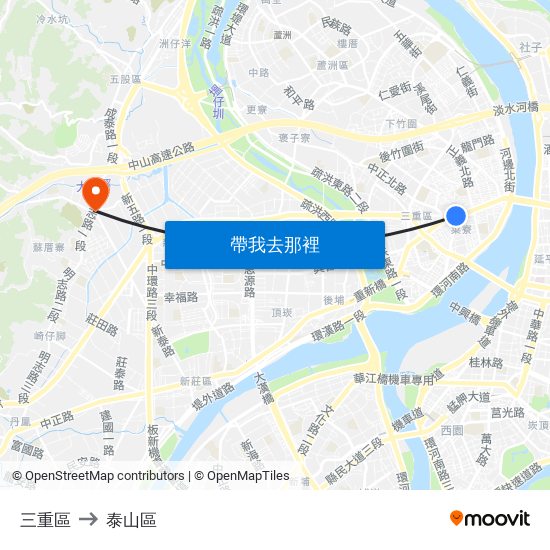 三重區 to 泰山區 map