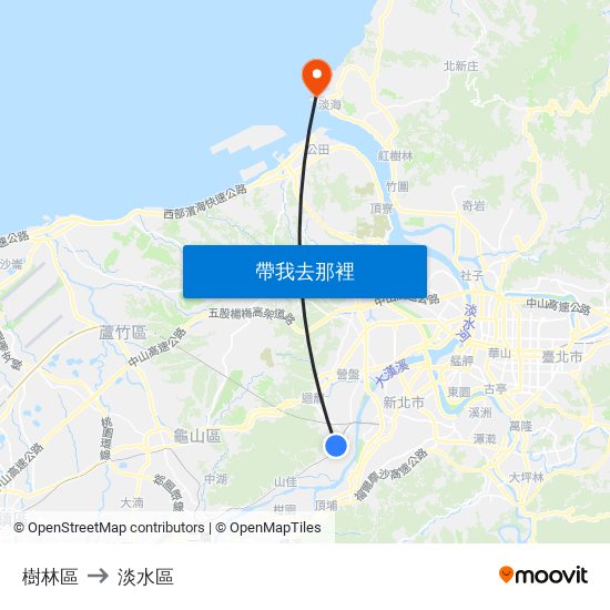 樹林區 to 淡水區 map