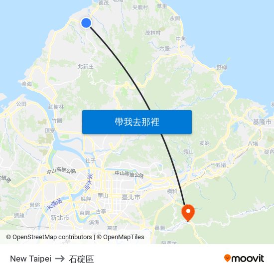 New Taipei to 石碇區 map