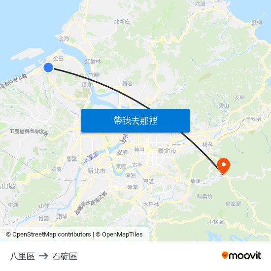 八里區 to 石碇區 map