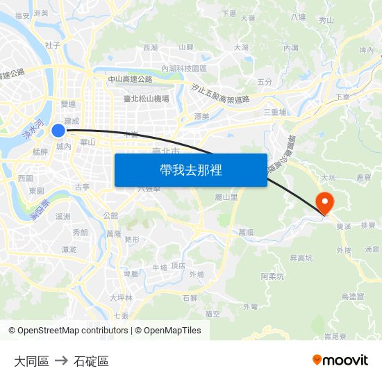 大同區 to 石碇區 map