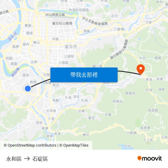 永和區 to 石碇區 map