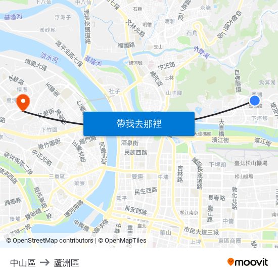 中山區 to 蘆洲區 map