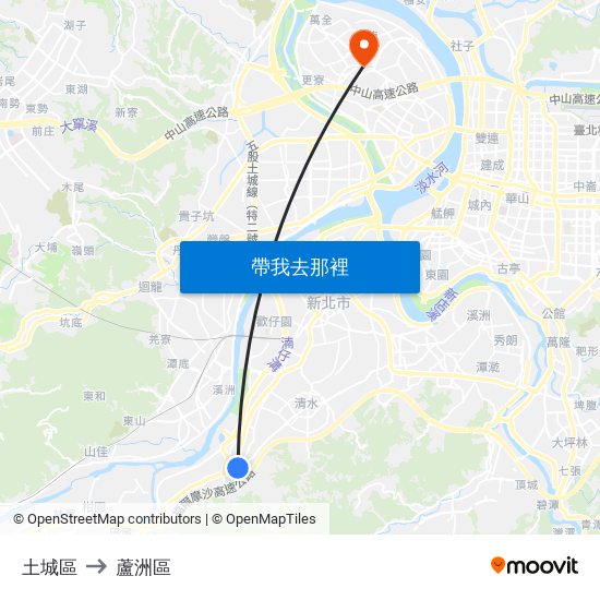 土城區 to 蘆洲區 map