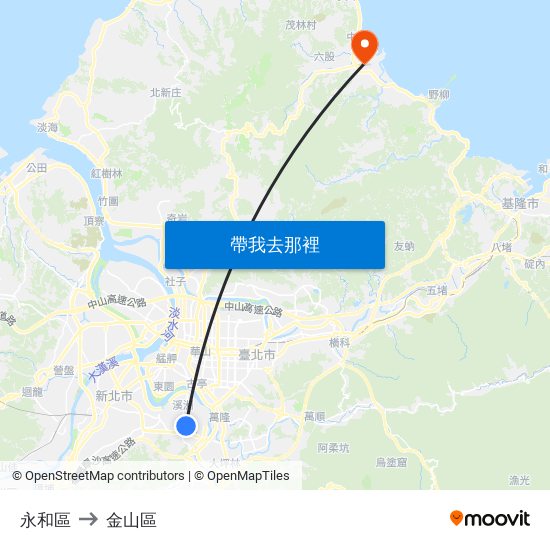 永和區 to 金山區 map