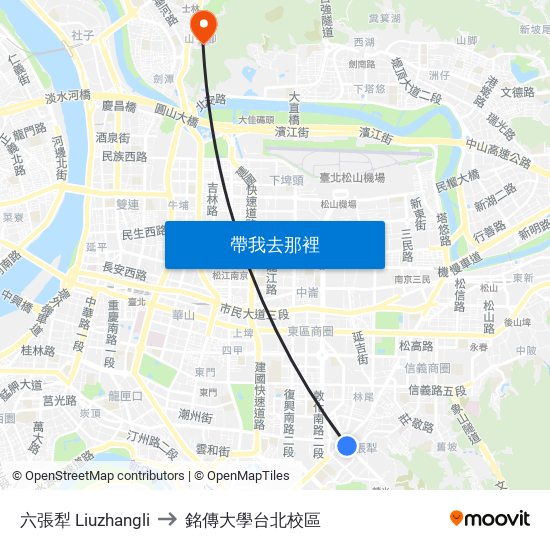 六張犁 Liuzhangli to 銘傳大學台北校區 map