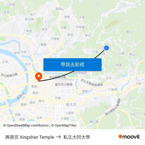 興善宮 Xingshan Temple to 私立大同大學 map