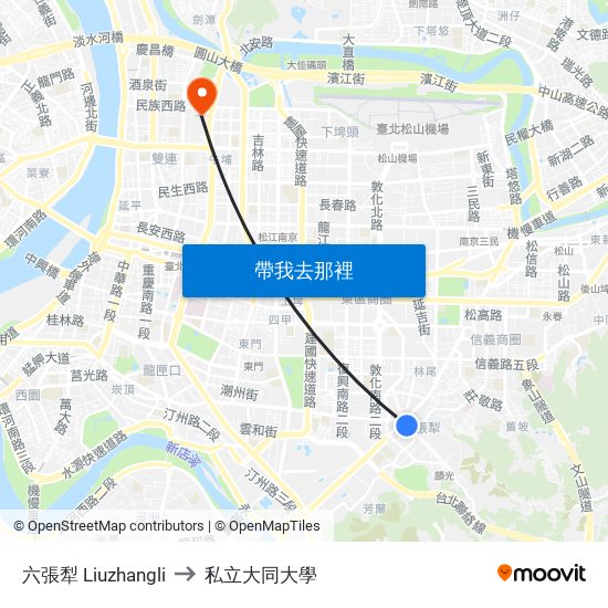 六張犁 Liuzhangli to 私立大同大學 map