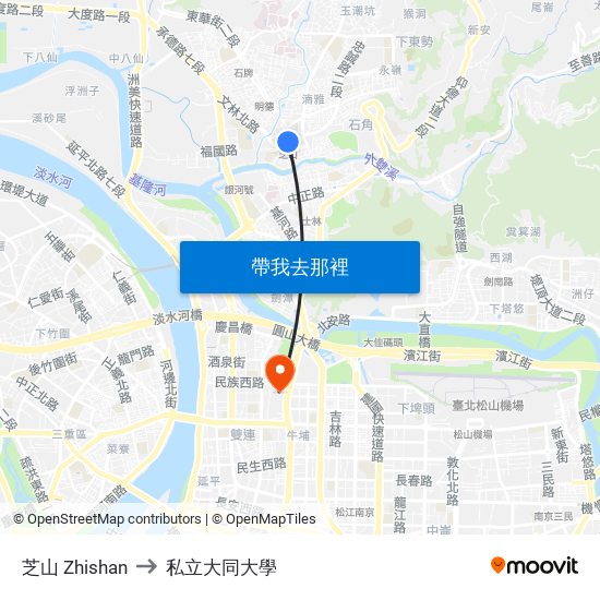 芝山 Zhishan to 私立大同大學 map