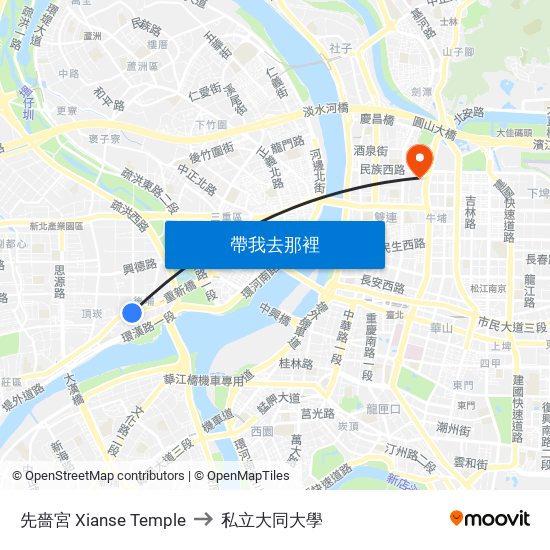 先嗇宮 Xianse Temple to 私立大同大學 map