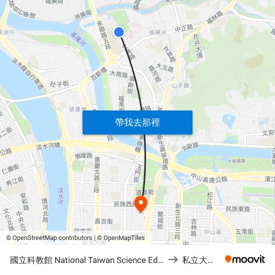 國立科教館 National Taiwan Science Education Center to 私立大同大學 map