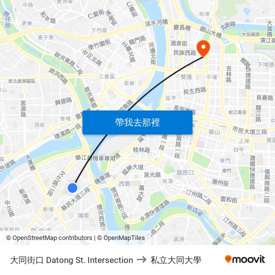 大同街口 Datong St. Intersection to 私立大同大學 map