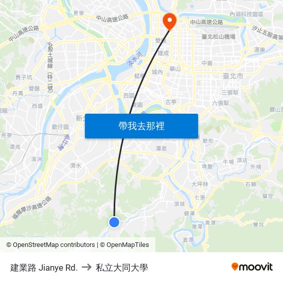 建業路 Jianye Rd. to 私立大同大學 map