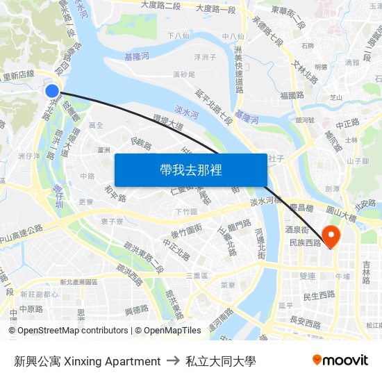 新興公寓 Xinxing Apartment to 私立大同大學 map