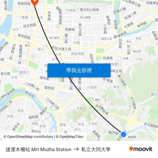 捷運木柵站 Mrt Muzha Station to 私立大同大學 map