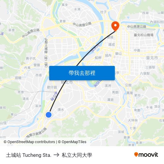 土城站 Tucheng Sta. to 私立大同大學 map