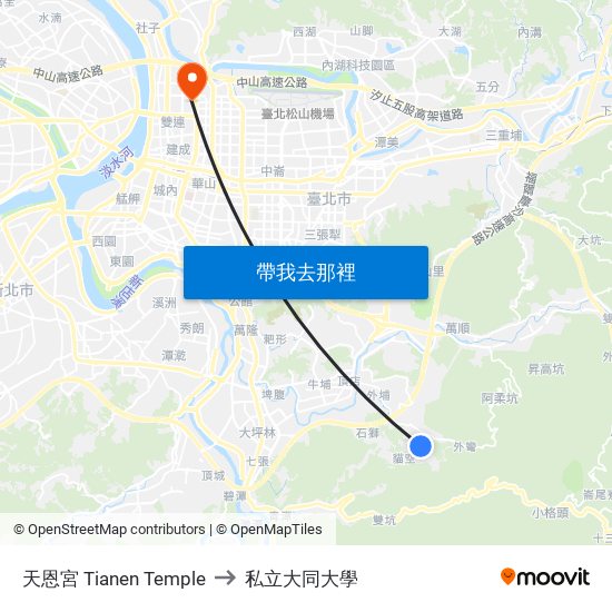 天恩宮 Tianen Temple to 私立大同大學 map