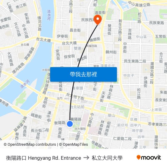 衡陽路口 Hengyang Rd. Entrance to 私立大同大學 map