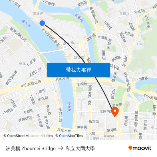 洲美橋 Zhoumei Bridge to 私立大同大學 map