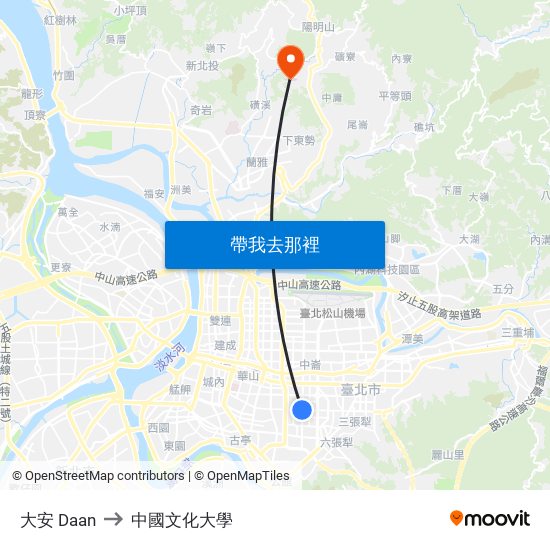 大安 Daan to 中國文化大學 map