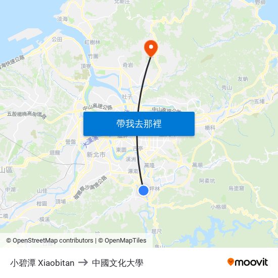 小碧潭 Xiaobitan to 中國文化大學 map