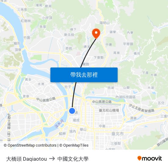 大橋頭 Daqiaotou to 中國文化大學 map