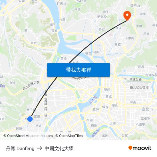 丹鳳 Danfeng to 中國文化大學 map