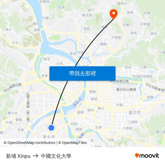 新埔 Xinpu to 中國文化大學 map