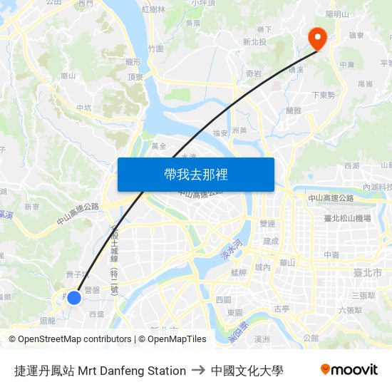 捷運丹鳳站 Mrt Danfeng Station to 中國文化大學 map