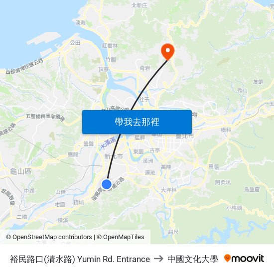 裕民路口(清水路) Yumin Rd. Entrance to 中國文化大學 map