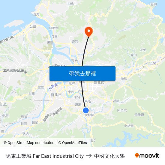 遠東工業城 Far East Industrial City to 中國文化大學 map