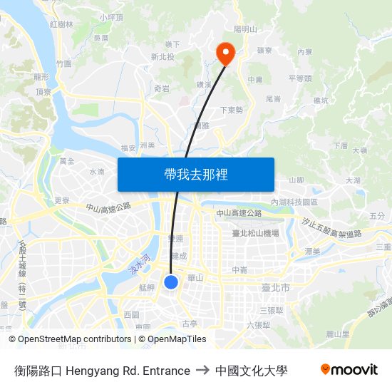 衡陽路口 Hengyang Rd. Entrance to 中國文化大學 map