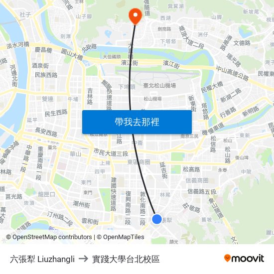 六張犁 Liuzhangli to 實踐大學台北校區 map