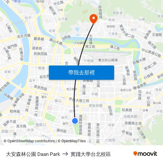 大安森林公園 Daan Park to 實踐大學台北校區 map