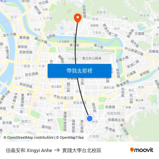 信義安和 Xingyi Anhe to 實踐大學台北校區 map