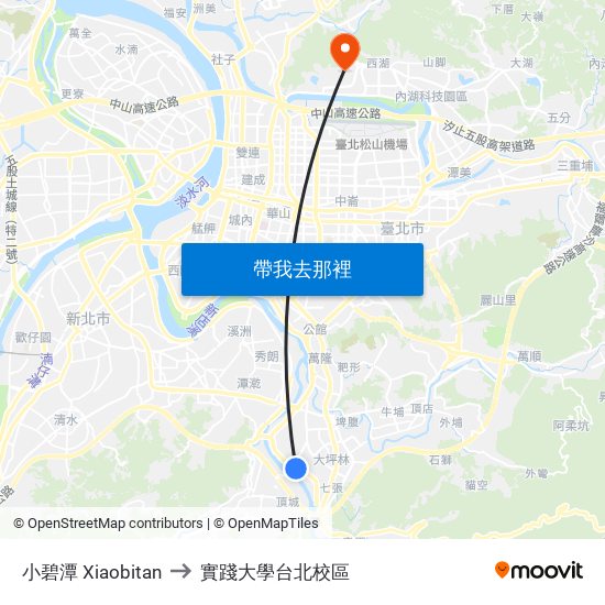 小碧潭 Xiaobitan to 實踐大學台北校區 map