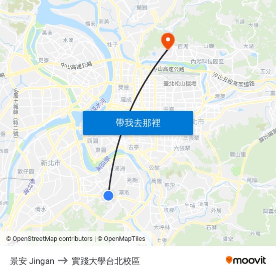 景安 Jingan to 實踐大學台北校區 map