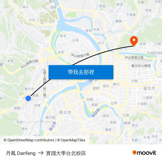 丹鳳 Danfeng to 實踐大學台北校區 map