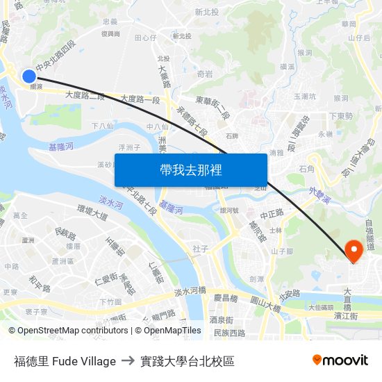 福德里 Fude Village to 實踐大學台北校區 map
