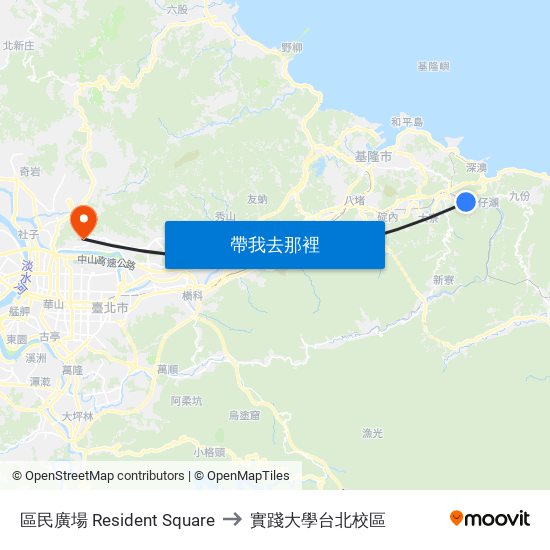 區民廣場 Resident Square to 實踐大學台北校區 map