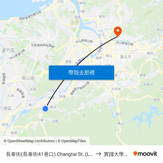 長泰街(長泰街41巷口) Changtai St. (Lane 41 Changtai St.) to 實踐大學台北校區 map