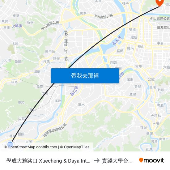 學成大雅路口 Xuecheng & Daya Intersection to 實踐大學台北校區 map