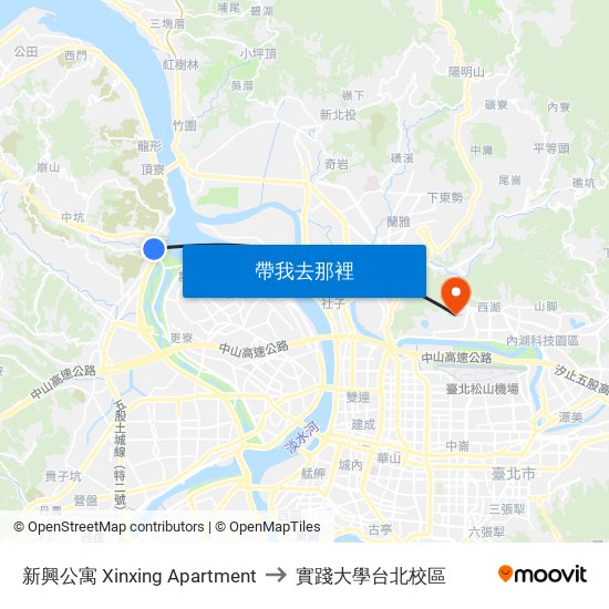 新興公寓 Xinxing Apartment to 實踐大學台北校區 map