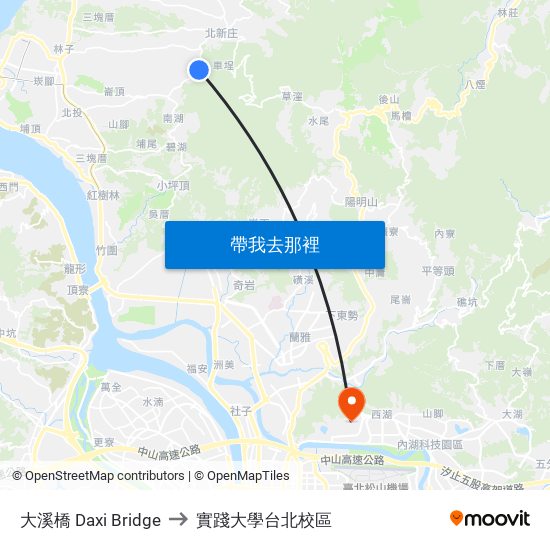大溪橋 Daxi Bridge to 實踐大學台北校區 map