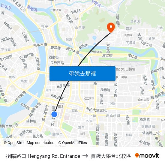衡陽路口 Hengyang Rd. Entrance to 實踐大學台北校區 map